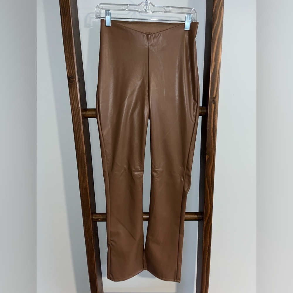 brown leather pants